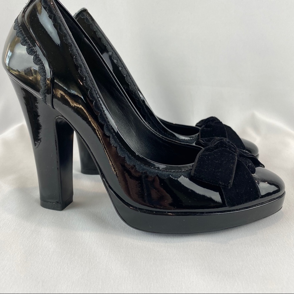 Cole Haan Patent Leather Platform Shoes With Bow - Picture 4 of 14